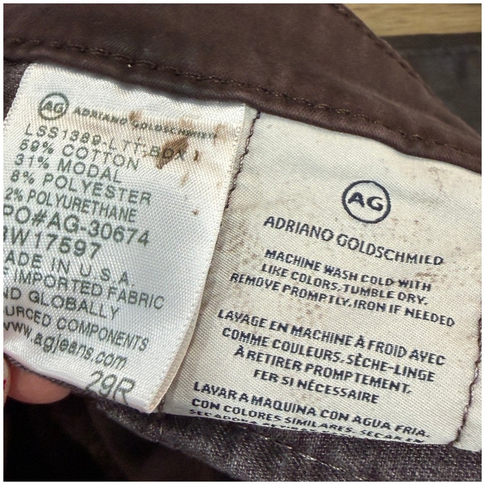 AG Adriano Goldschmied Coated Legging Ankle Jeans Size 29R Brown Leather Look - Picture 11 of 12